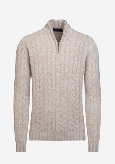 Wisp Beige Braided Zipped Pullover