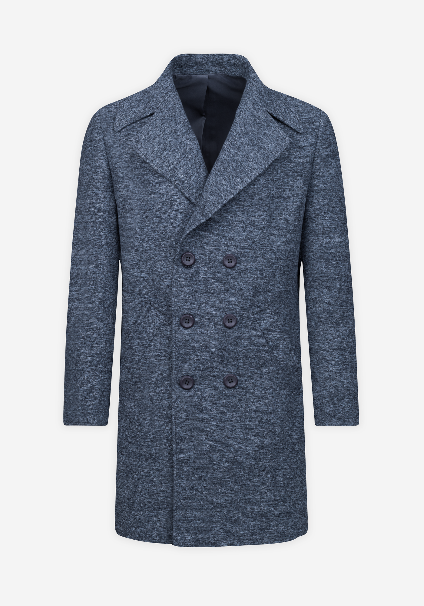 Heather Grey Double-Breasted Poly Coat