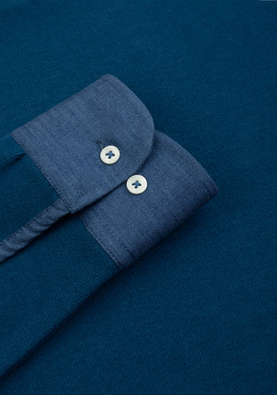 Pacific Indigo Cotton Polo Shirt - Long Sleeve