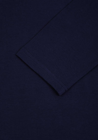 Classic Navy Cotton Undershirt - Long Sleeve