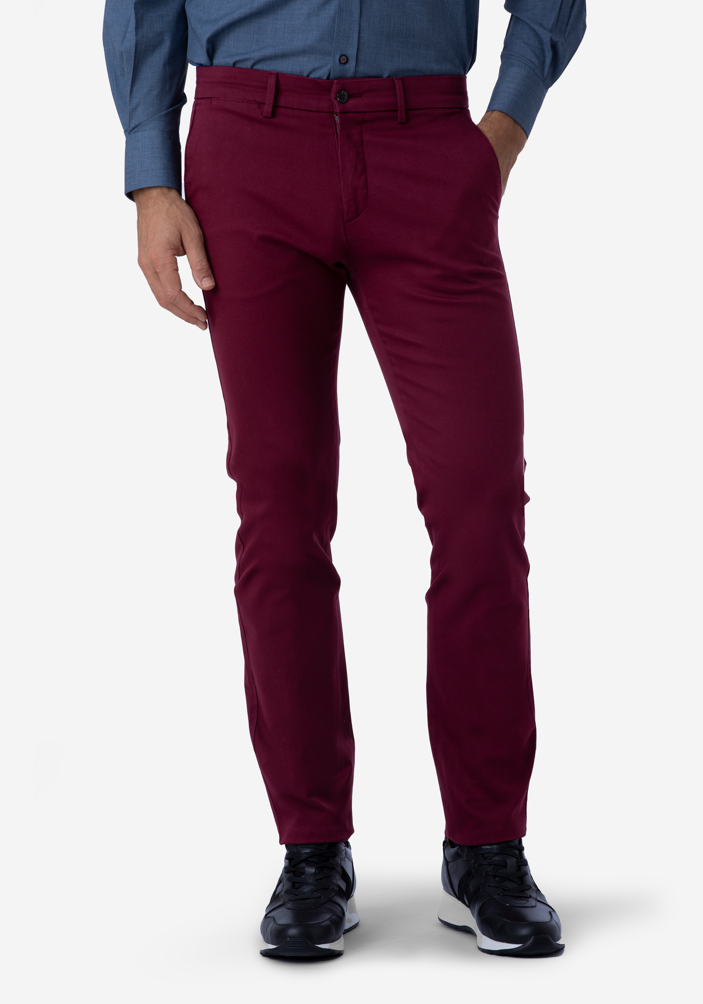 Contemporary Fit Burgundy Gabardine