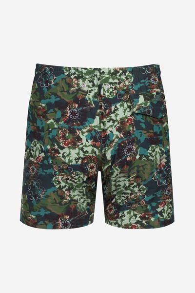 Olive Floral Swim Shorts