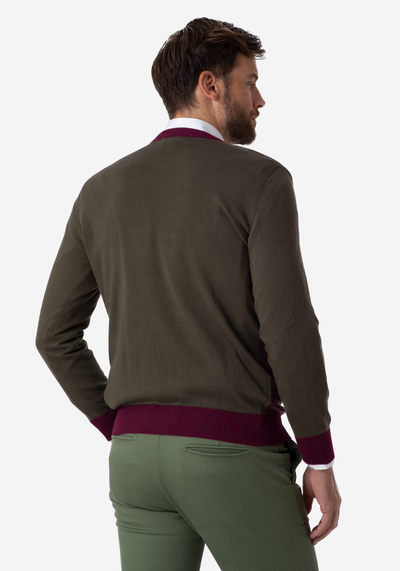 Burgundy Olive Stripe Pullover