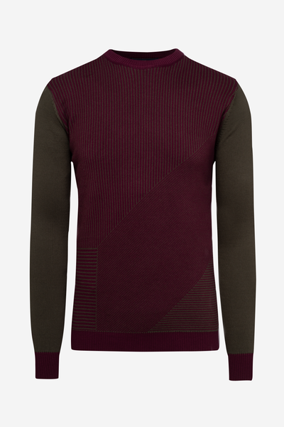 Burgundy Olive Stripe Pullover