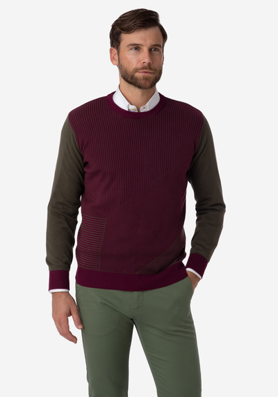 Burgundy Olive Stripe Pullover