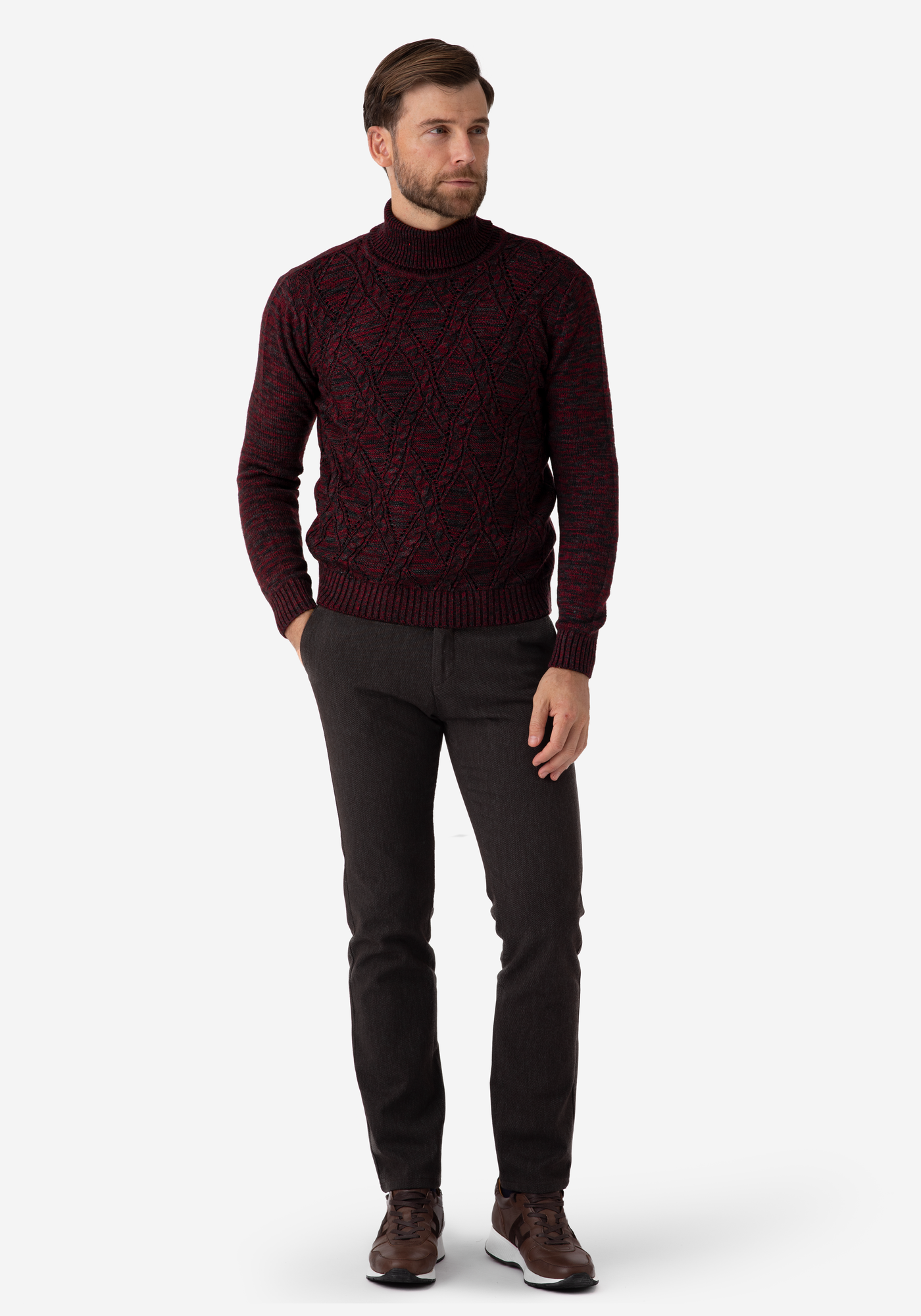 Deep Red Turtle Neck Pullover