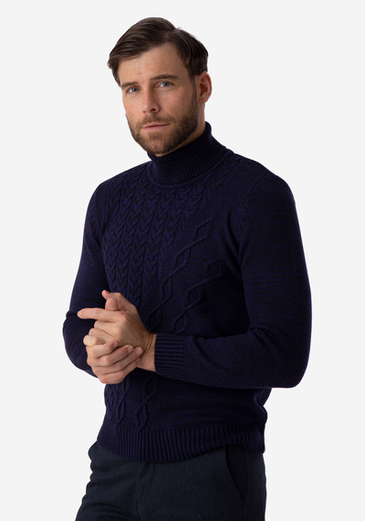 Navy Blue Turtle Neck Pullover