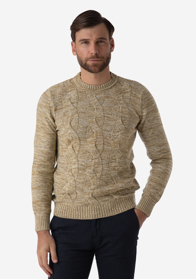 Cream Beige Braided Crewneck Pullover