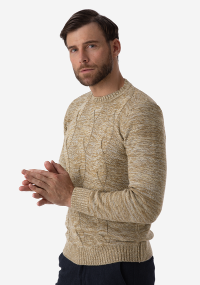 Cream Beige Braided Crewneck Pullover