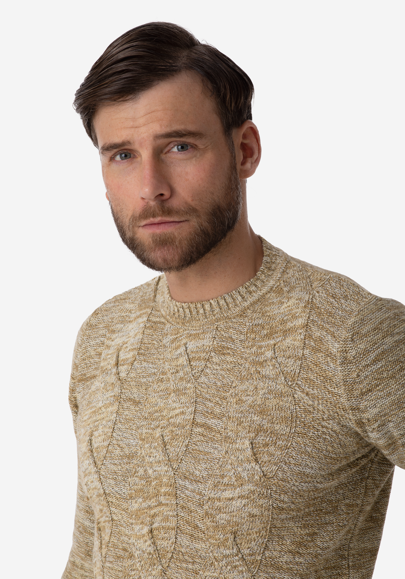 Cream Beige Braided Crewneck Pullover