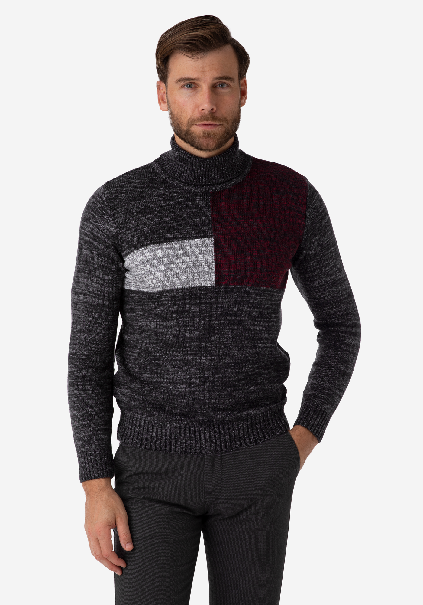 Dark Midnight Grey Turtle Neck Pullover