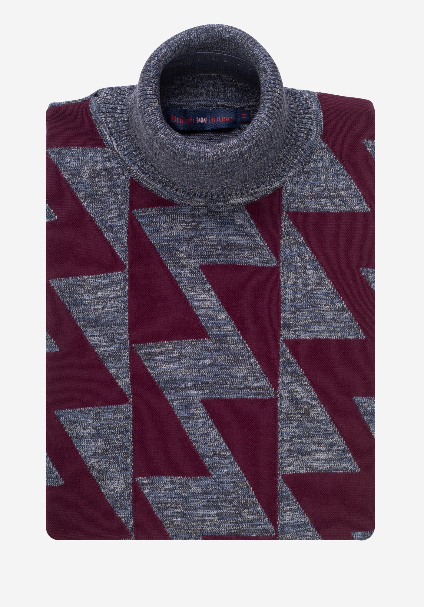 Grey Maroon Lightning Turtle Neck Pullover