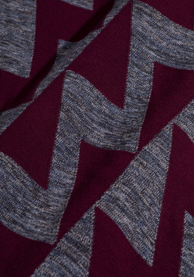 Grey Maroon Lightning Turtle Neck Pullover