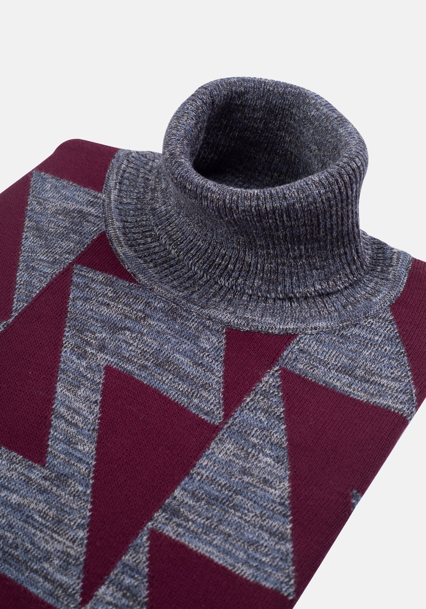 Grey Maroon Lightning Turtle Neck Pullover