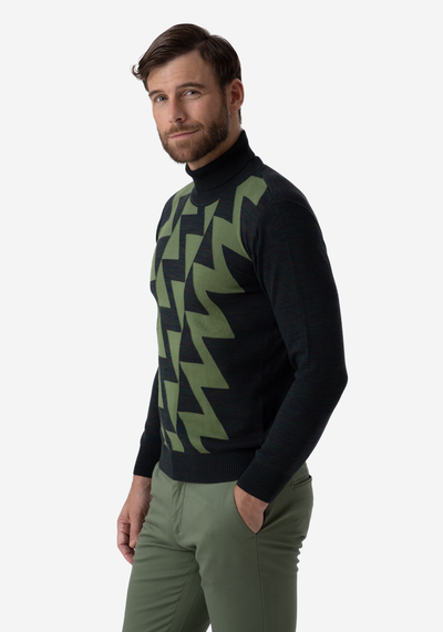 Hunter Green Lightning Turtle Neck Pullover