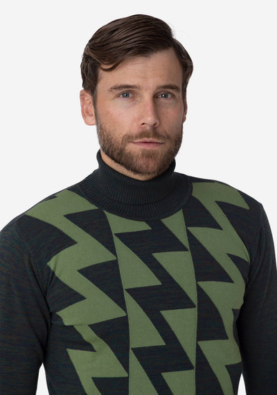 Hunter Green Lightning Turtle Neck Pullover