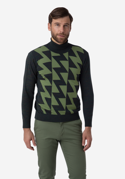 Hunter Green Lightning Turtle Neck Pullover