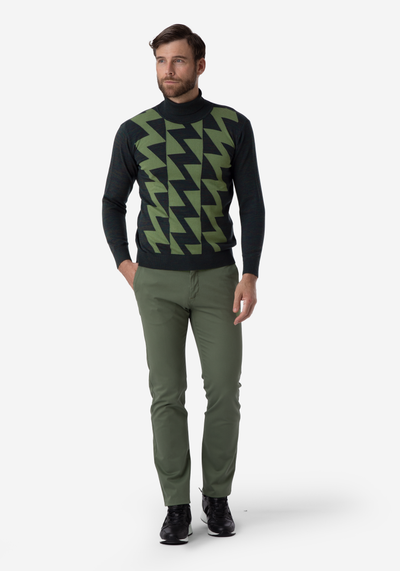 Hunter Green Lightning Turtle Neck Pullover