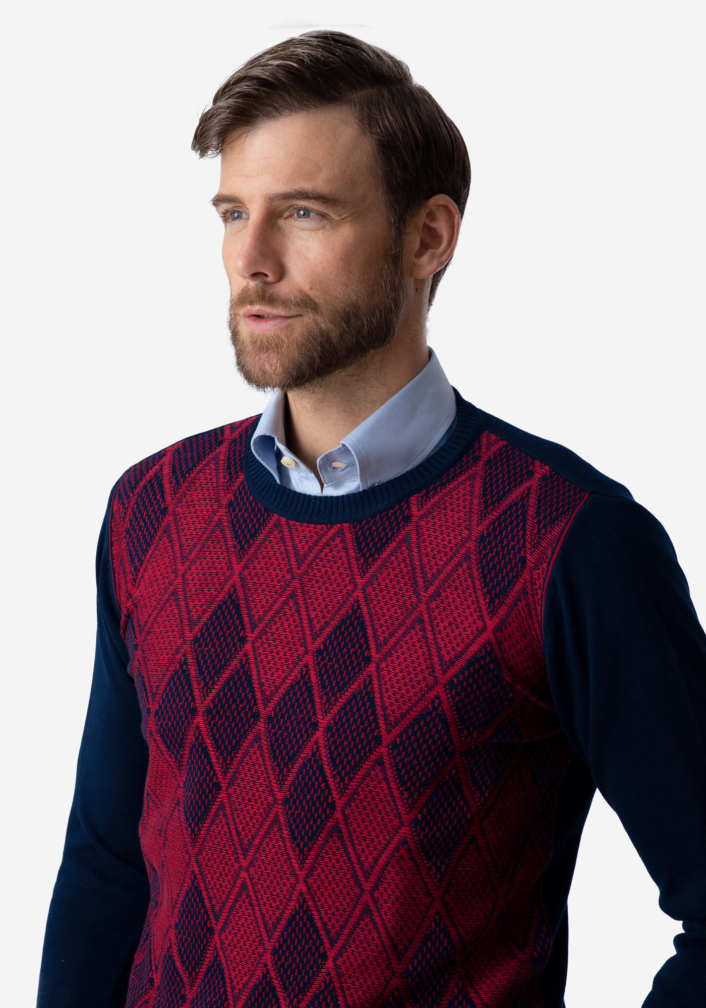 Red Navy Rhombus Pullover