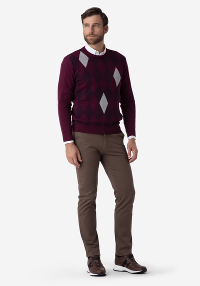 Vivid Burgundy Rhombus Pullover