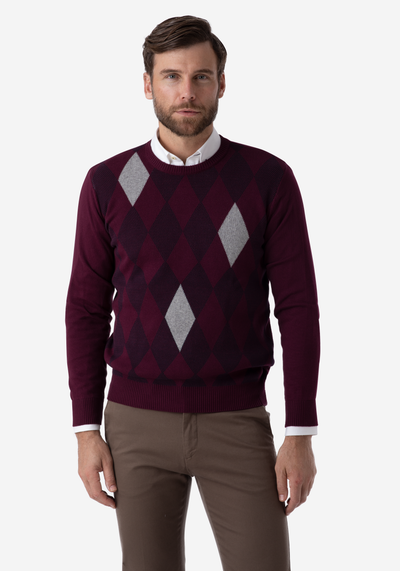 Vivid Burgundy Rhombus Pullover