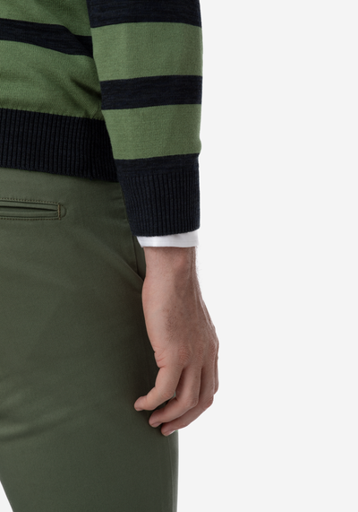 Dull Green Stripe Pullover