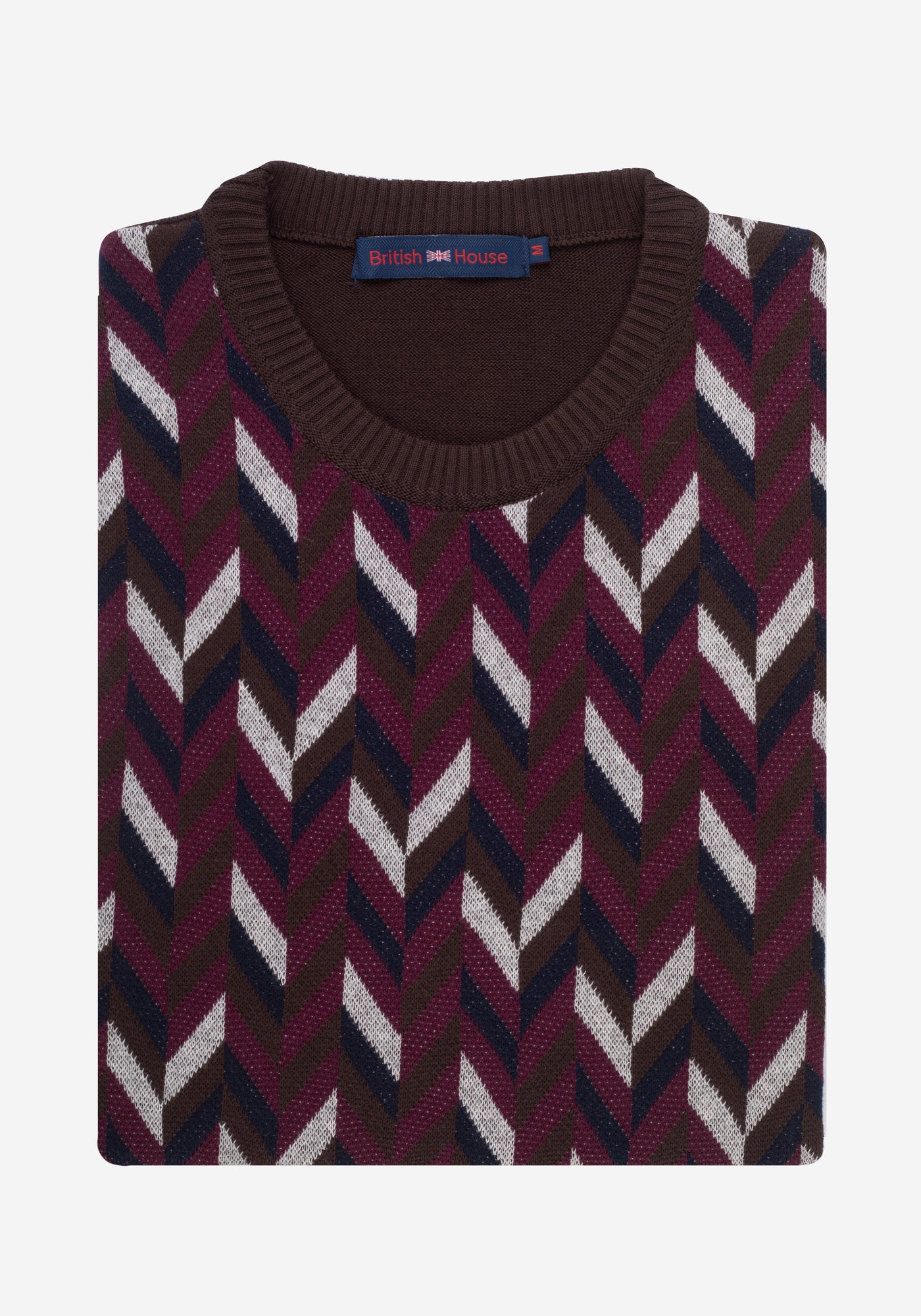 Burgundy Navy Chevron Crewneck Pullover