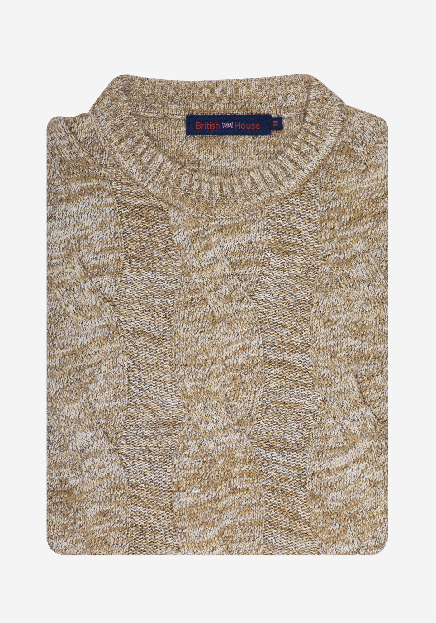 Cream Beige Braided Crewneck Pullover